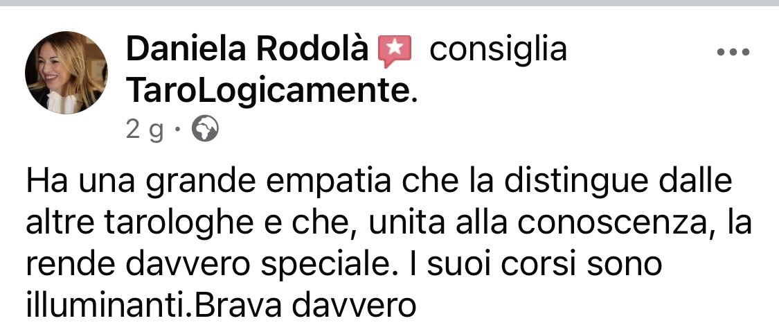 Recensione Facebook completa di Daniela Rodolà sui corsi di Pierangela