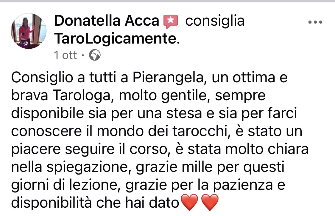 Schermata originale Facebook con recensioni di Donatella Acca e Alessandra Colombino