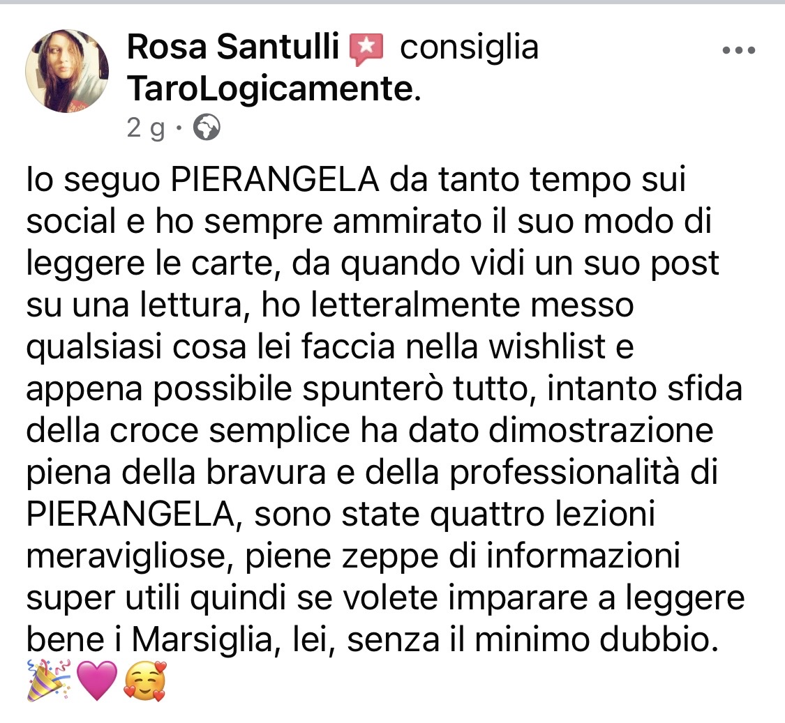 Recensione Facebook completa di Rosa Santulli sulla Sfida della Croce Semplice